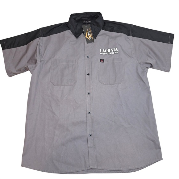 XPL Laconia Motorcycle Week 2024 Grey Black Skull Work Shirt Mens XL New